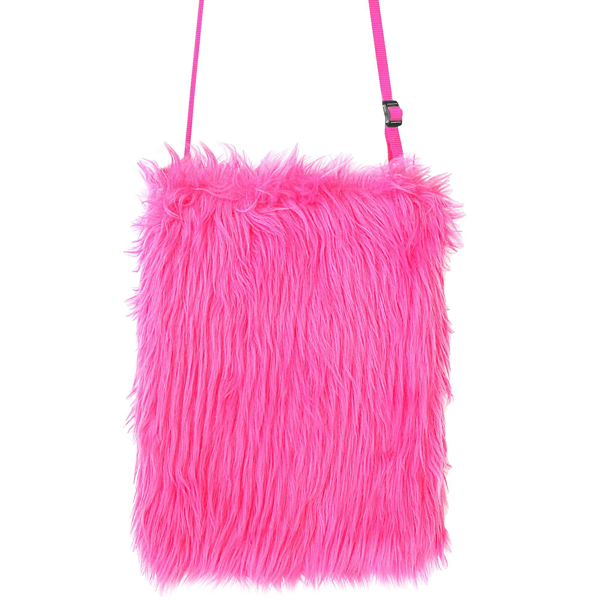 Roze pluche schoudertas  perfecte accessoire voor bij jouw carnavalskostuum