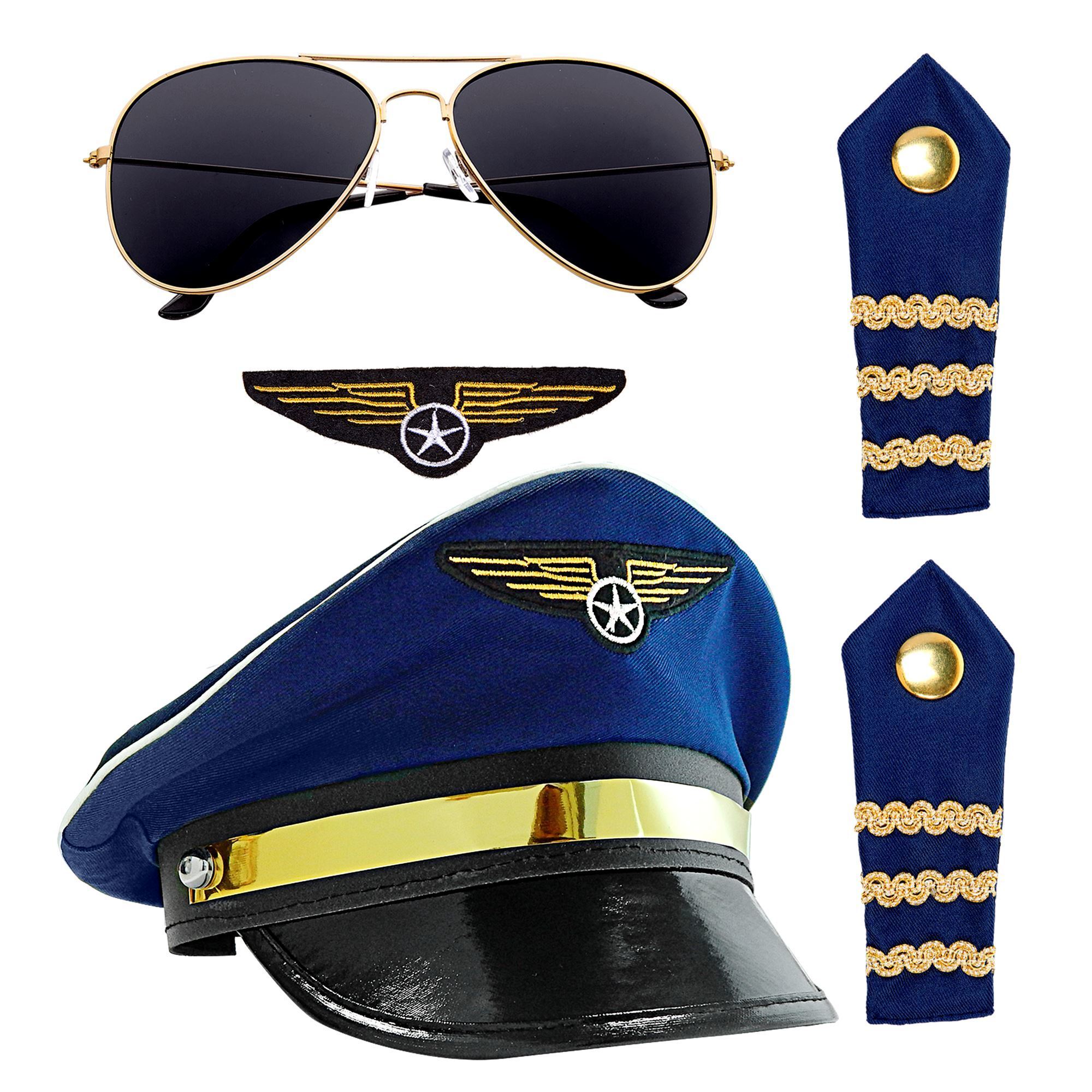 Set voor een piloot met piloten bril en piloten pet