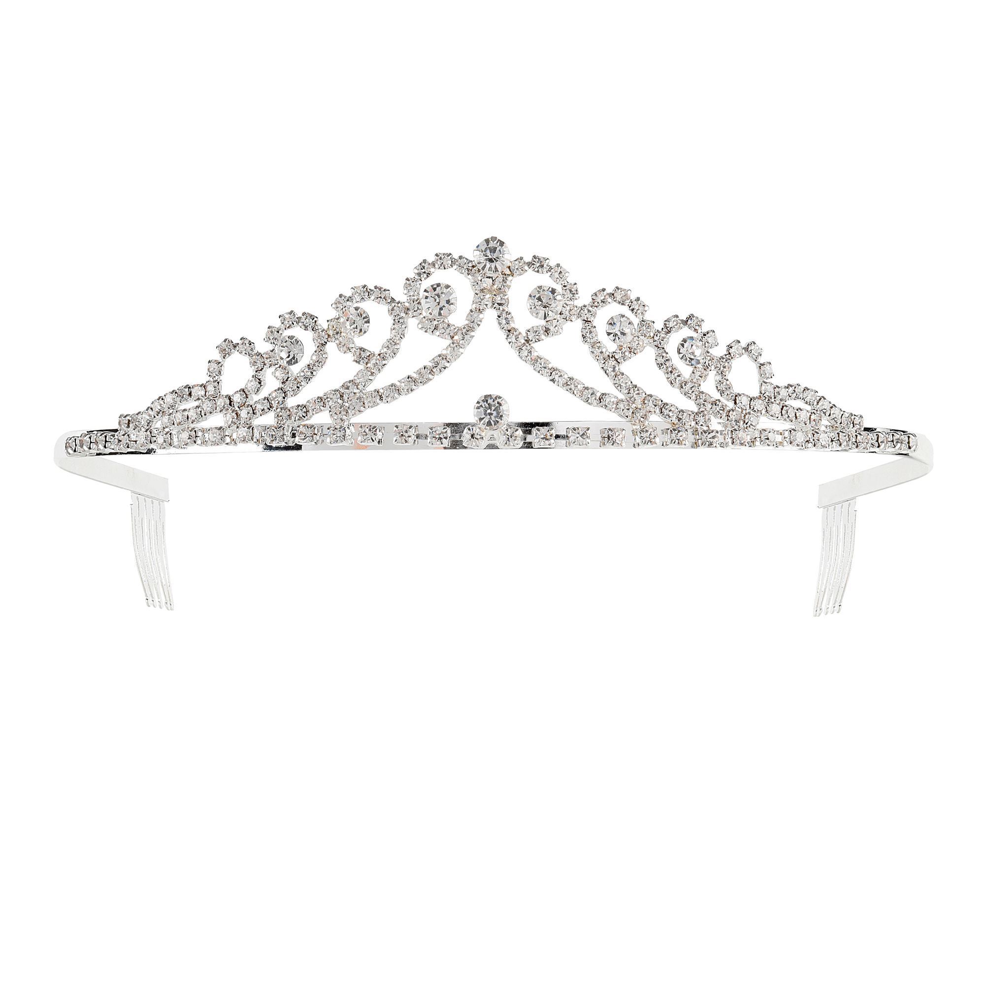 Strass tiara zilver prinsessen kroontje