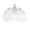 Tiara Zilver met witte veren