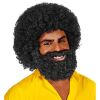 foto 1 Zwarte pruik met baard krullen