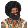 foto 2 Zwarte pruik met baard krullen