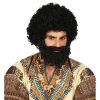 foto 3 Zwarte pruik met baard krullen