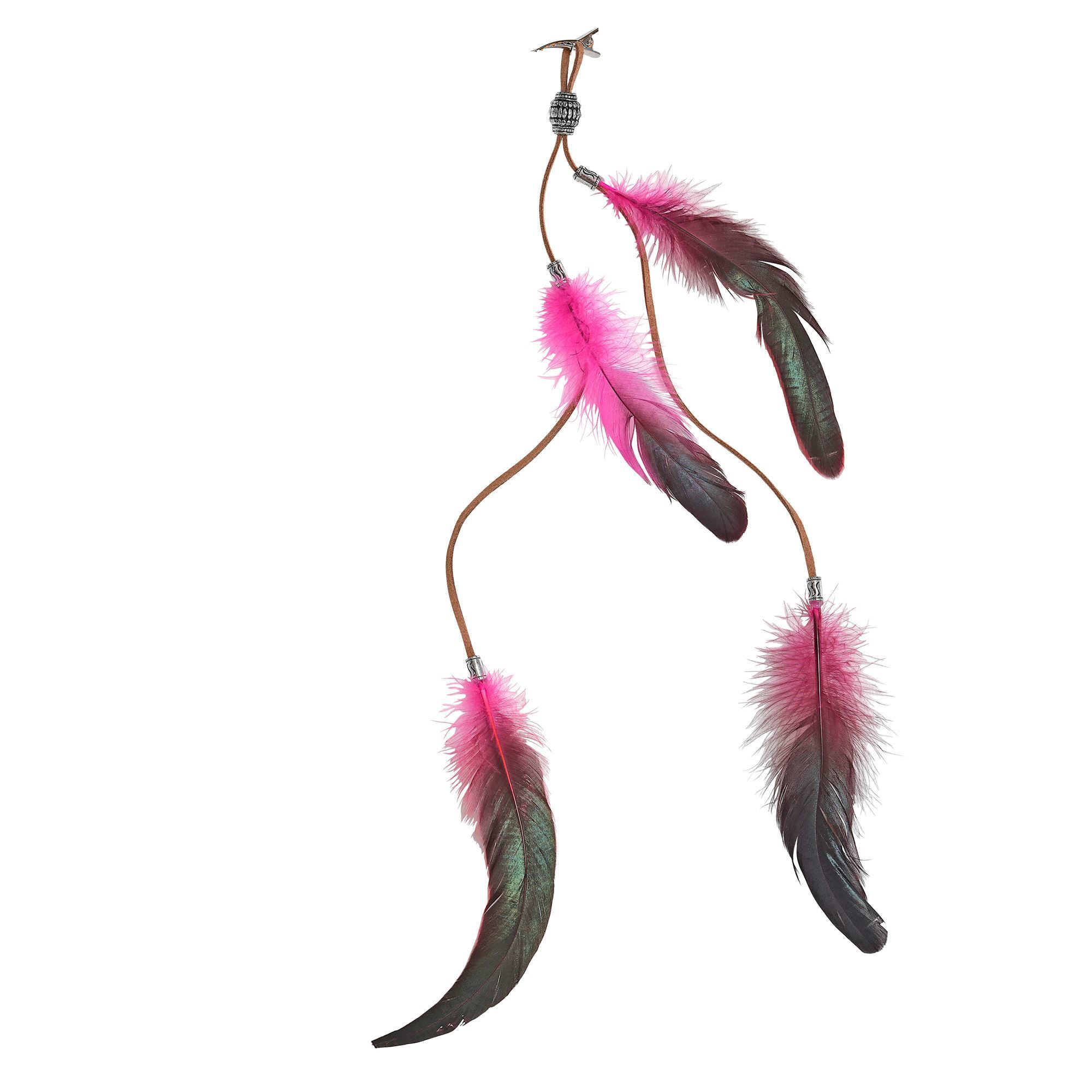 Seventies hippie haarclip met roze veren Ibiza stijl