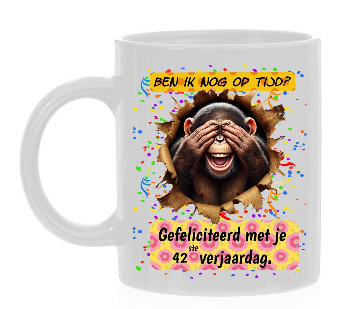 42ste verjaardag cadeau koffiemok grappig leuk verrassend origineel