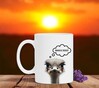 foto 4 koffiemok struisvogel bakkie doen op de koffie grappig humor