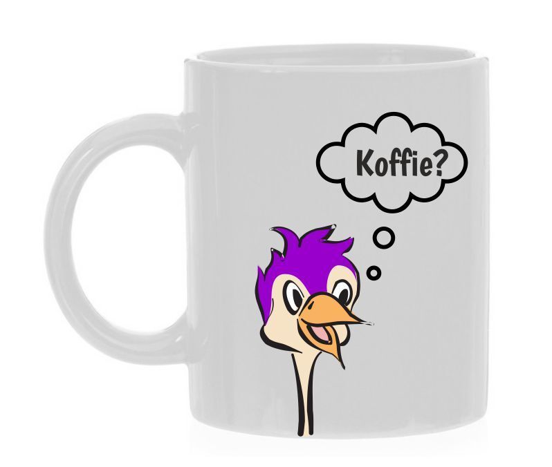 koffiemok struisvogel cartoon koffie