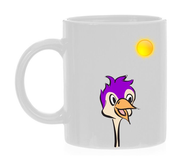 koffiemok struisvogel cartoon