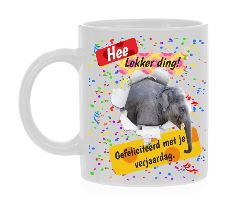 Koffiemok hee lekker ding gefeliciteerd met je verjaardag olifant