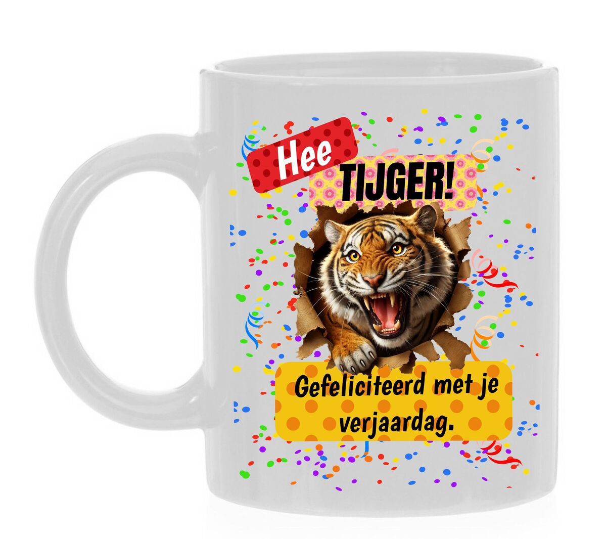 Koffiemok hee tijger gefeliciteerd met je verjaardag grappig leuk origineel