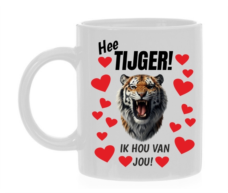 Koffiemok hee tijger ik hou van je stoer liefde verliefd geliefde