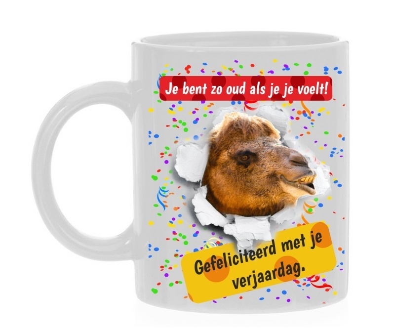 Koffiemok je ben zo oud als je je voelt! Gefeliciteerd met je verjaardag