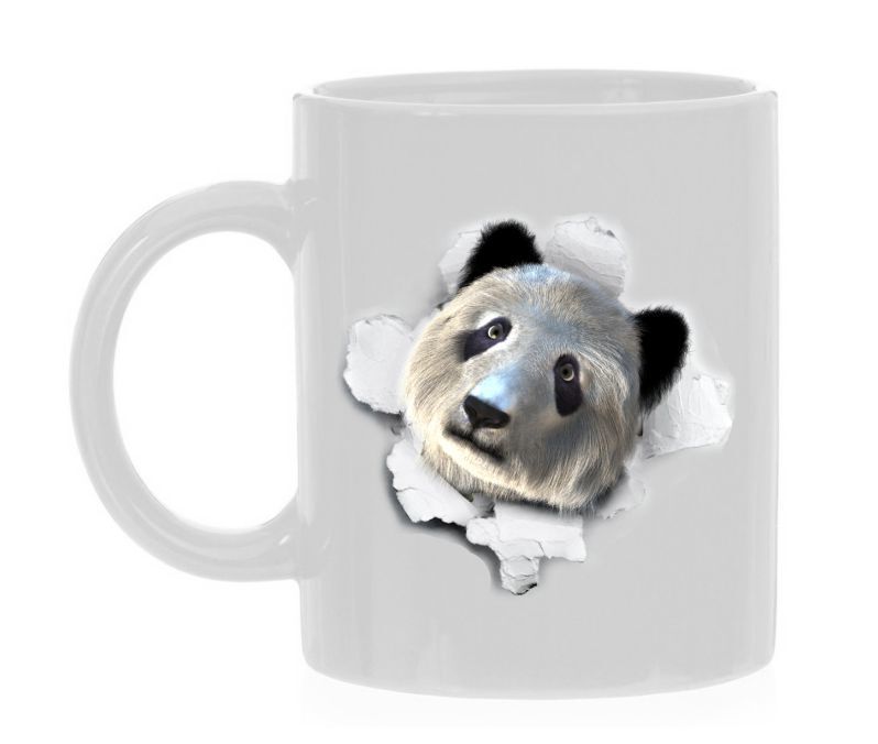 Panda koffiemok hoofd steekt uit koffiemok