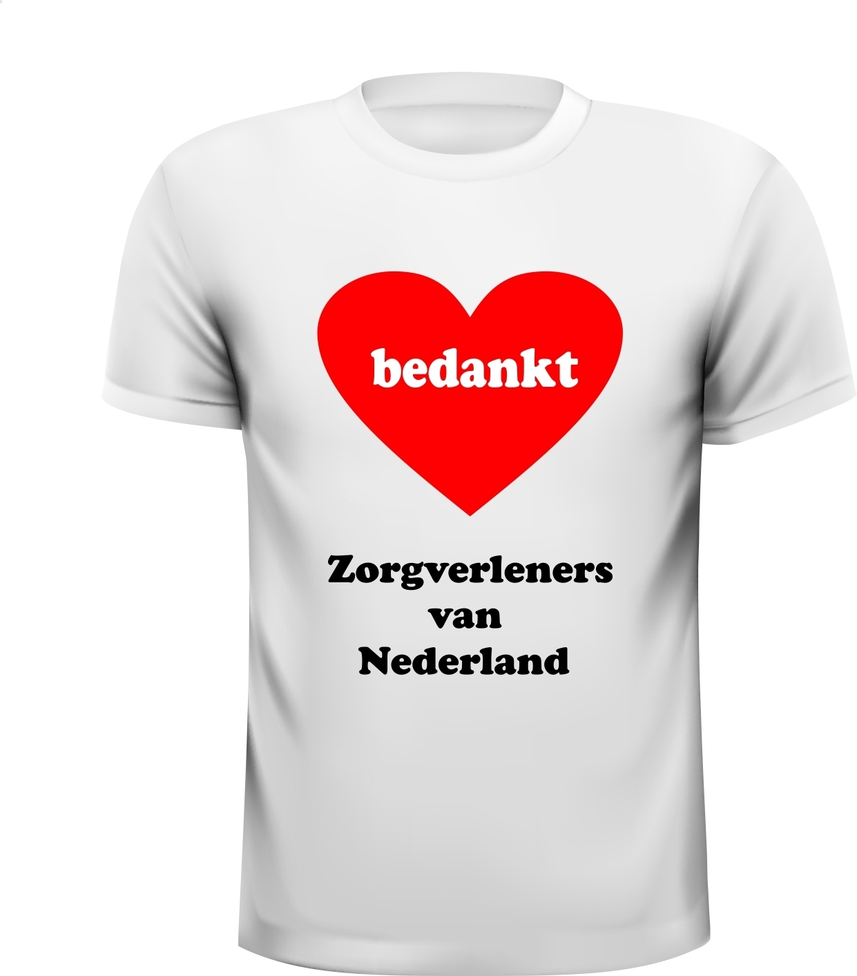 Shirt met rood hart en opdruk bedankt zorgverleners van Nederland