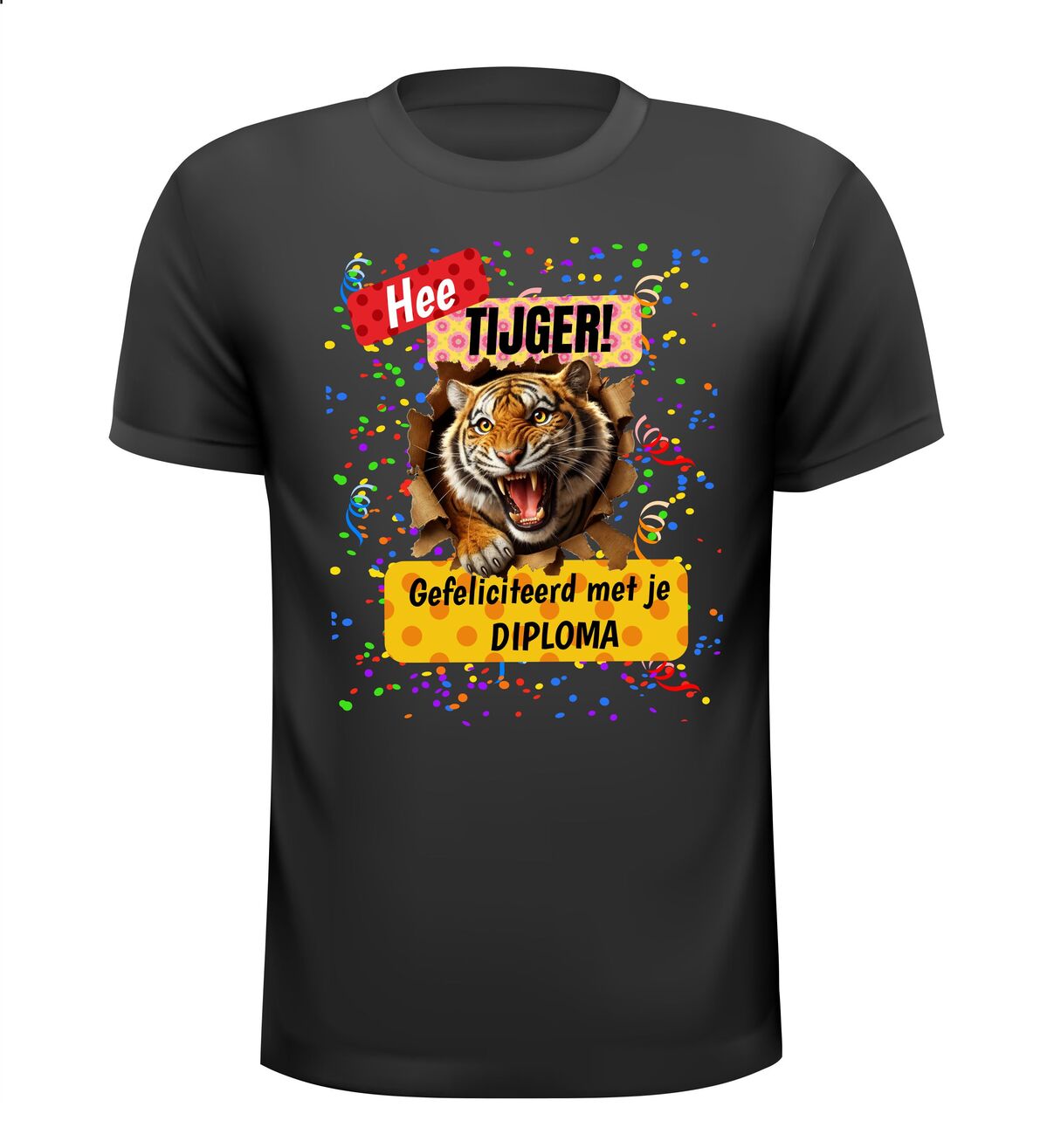 T-shirt hee tijger gefeliciteerd met je diploma diploma stoere meid stoere jongen