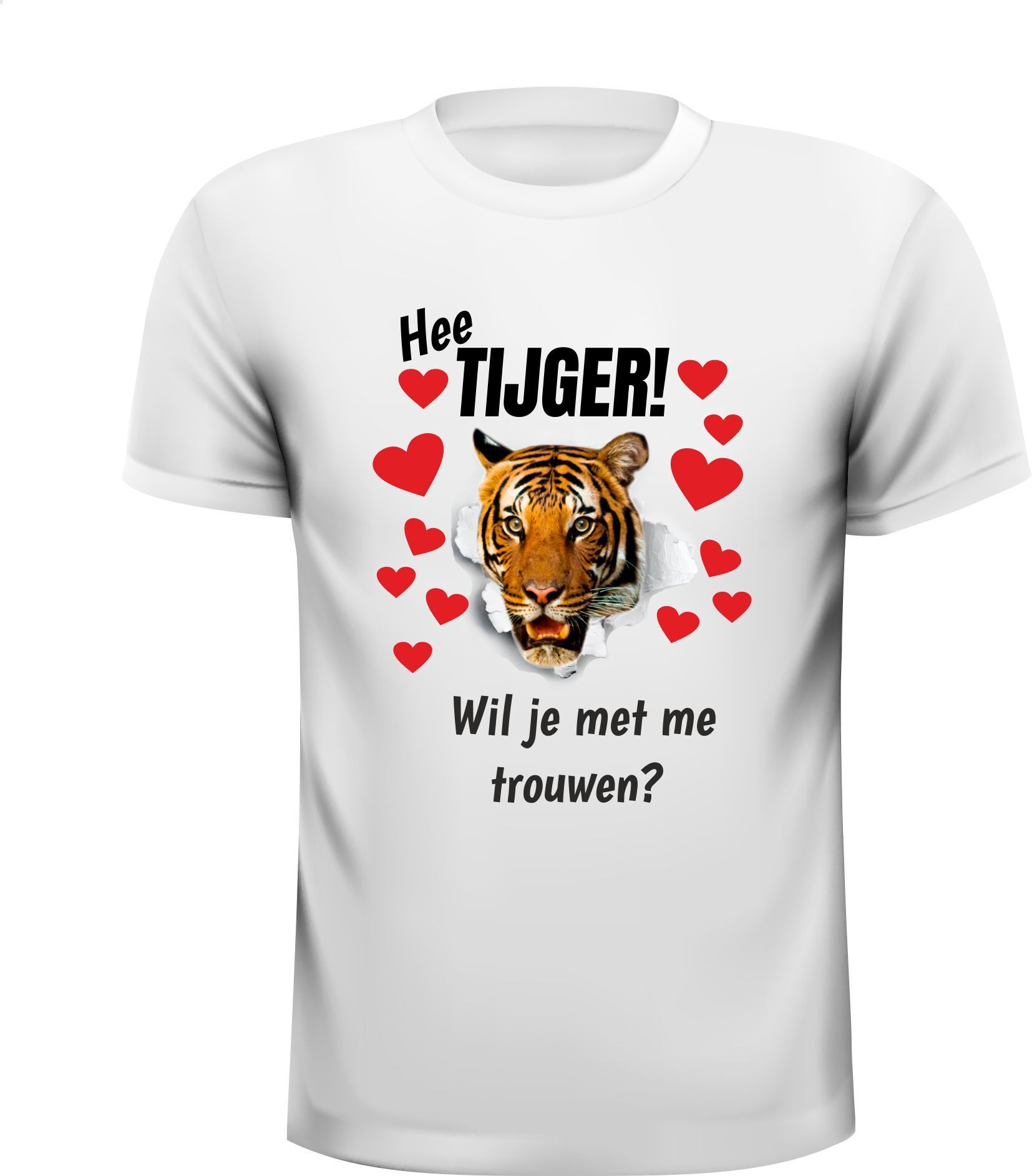 T-shirt hee tijger wil je met me trouwen shirt huwelijksaanzoek