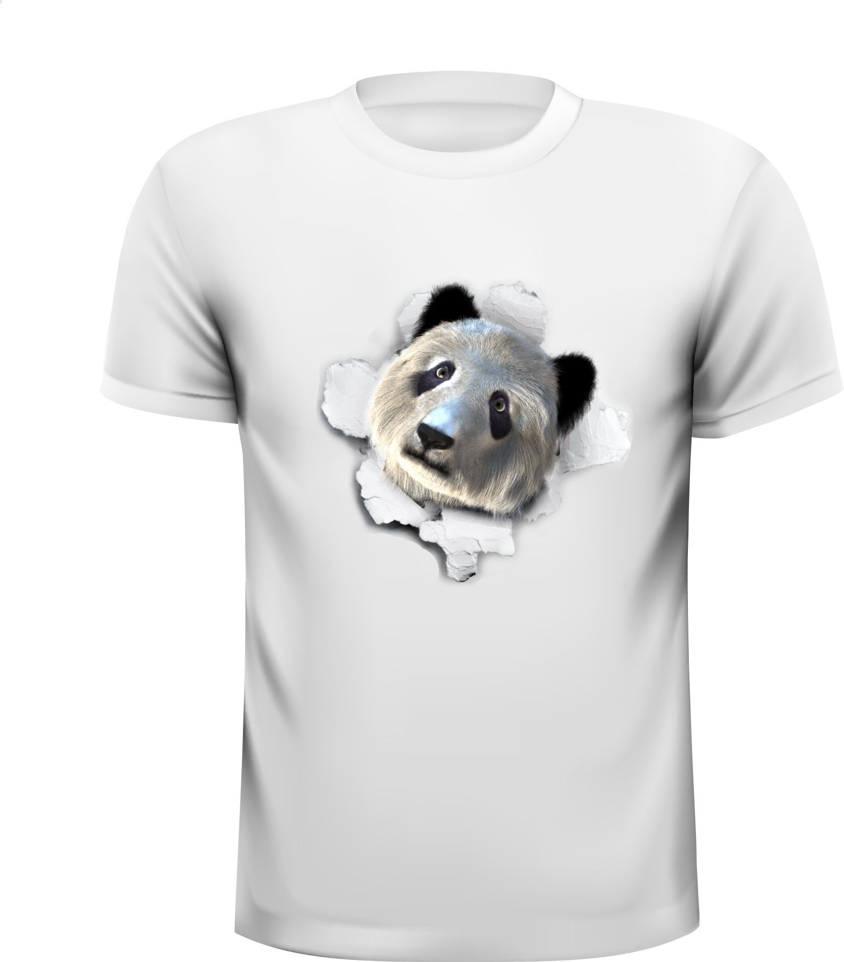 T-shirt kop hoofd panda uit shirt stekend kruipend