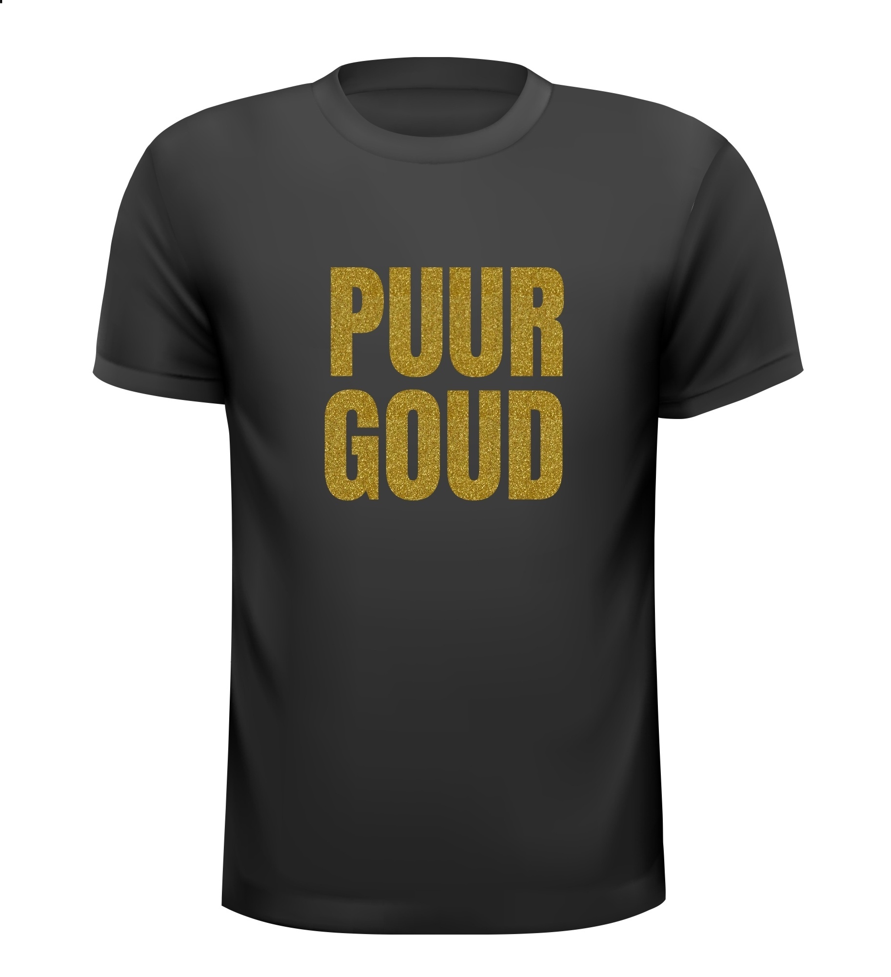 T-shirt tekst puur goud in glitter letters
