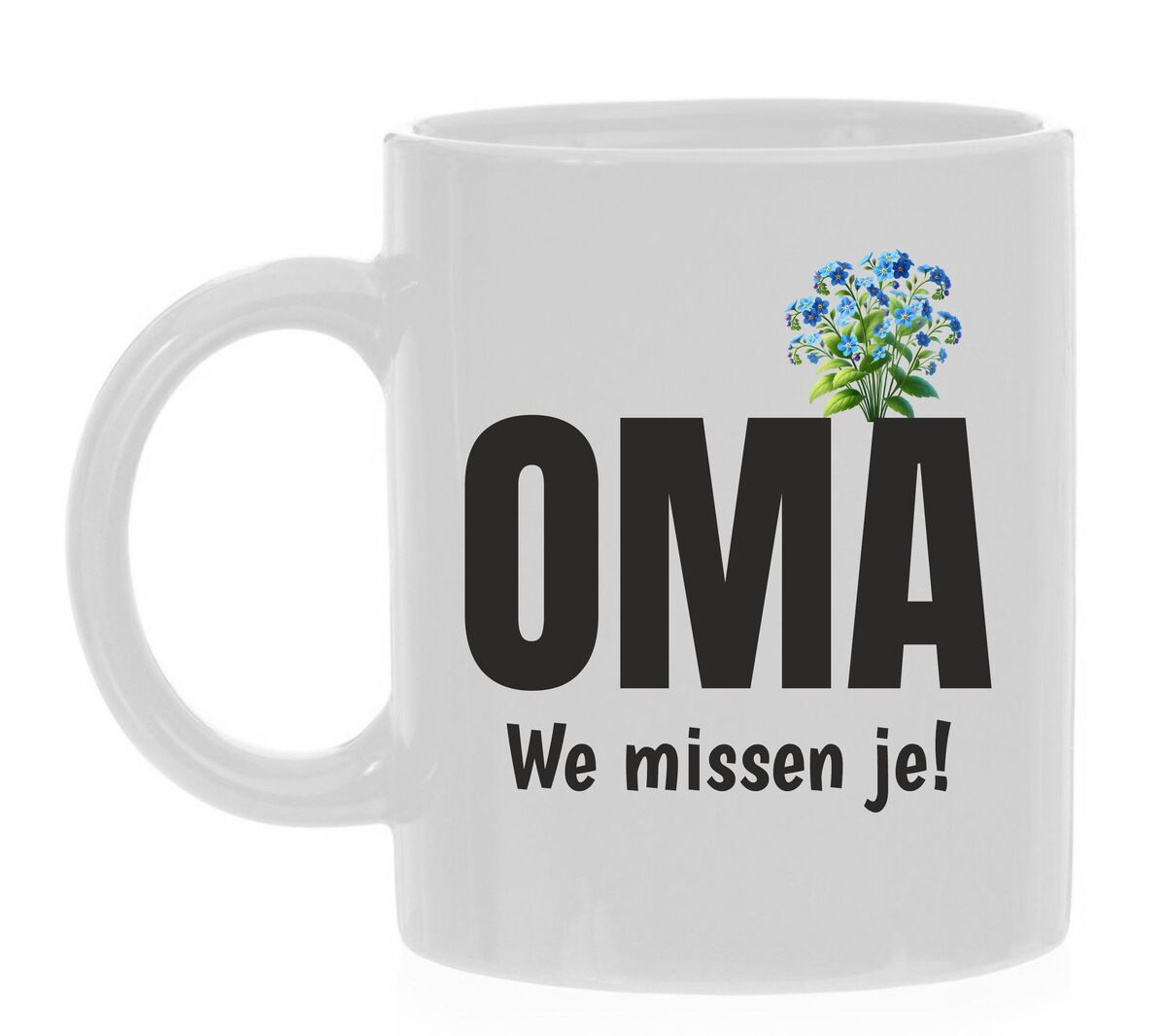 vergeet-mij-nietje koffiemok Oma we missen je verrassing cadeau coronavirus