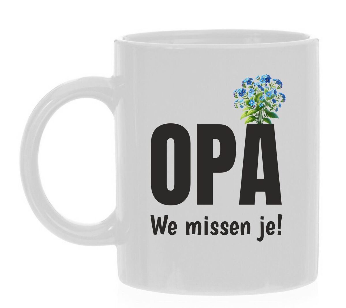 vergeet-mij-nietje koffiemok opa we missen je!