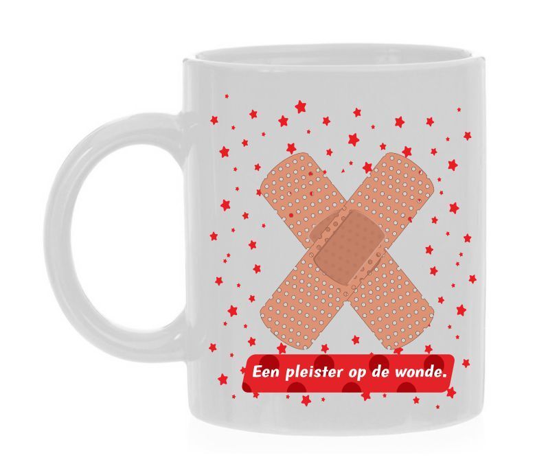 een pleister op de wonde Koffiemok iets troostends aanbieden