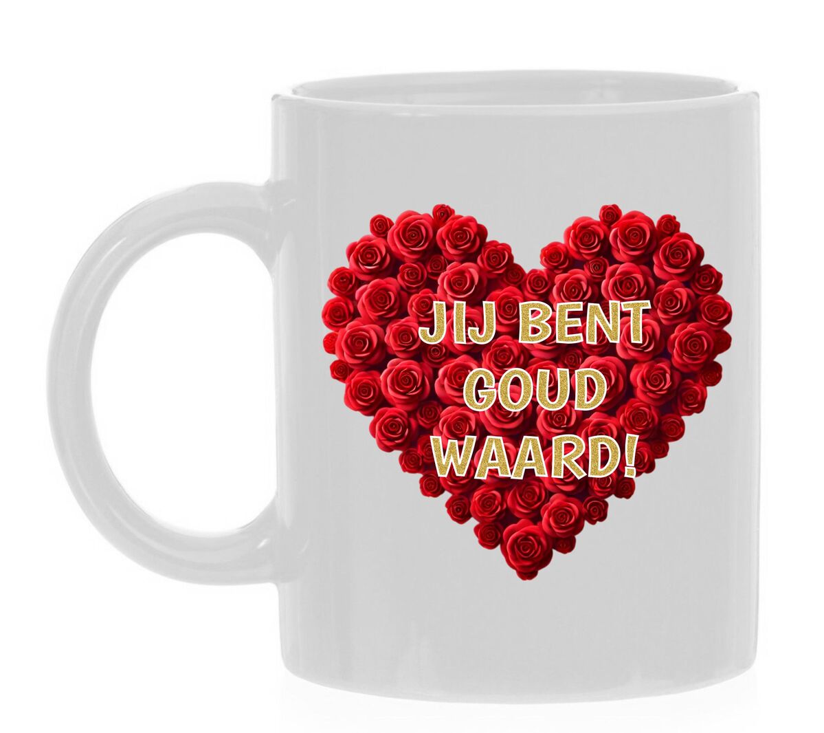 Koffiemok jij bent goud waard met rood hart liefde houden van geliefde