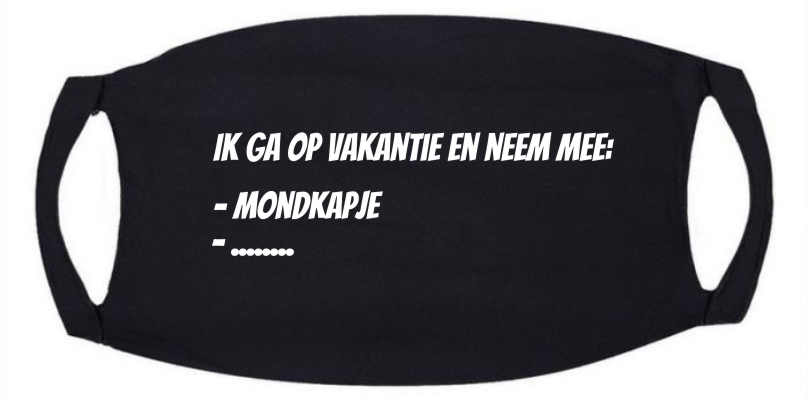 mondkapje ik ga op vakantie en neem mee niet medisch wel wasbaar plek voor filter