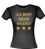 foto 2 T-shirt jij bent goud waard met gouden glitter letters!