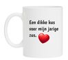 Een dikke kus voor mijn jarige zus koffiemok verjaardagscadeau