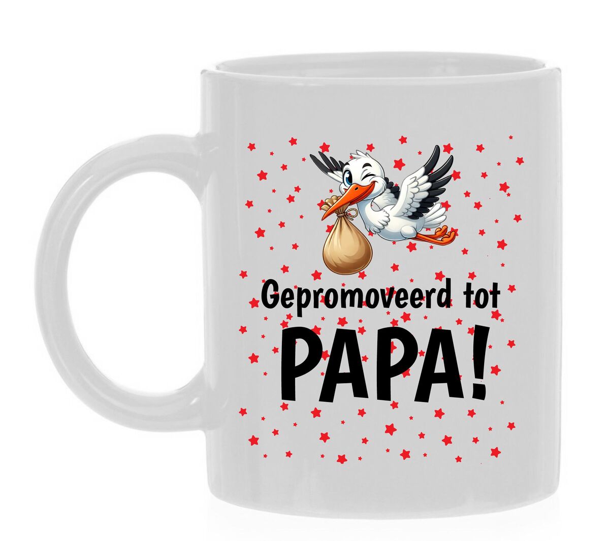 Gepromoveerd tot papa koffiemok vertel je man dat je zwanger bent!