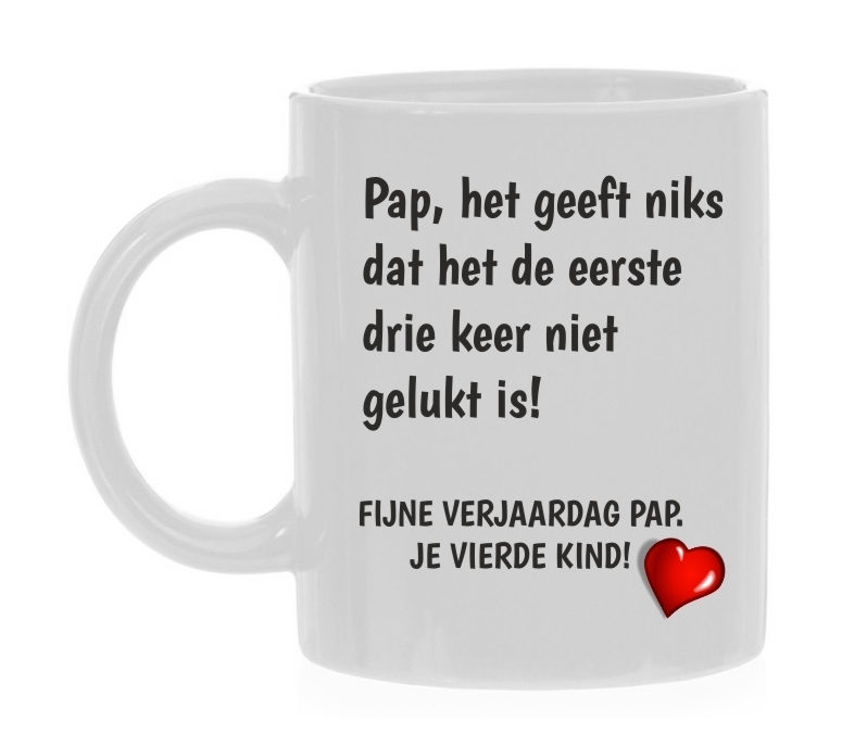 Koffiemok verjaardag vader grappig hilarisch vierde kind