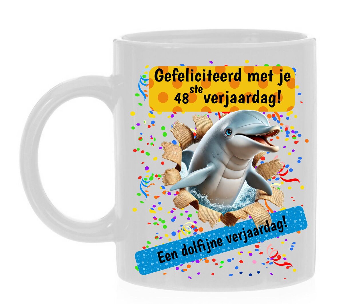 Beker 48ste verjaardag een dolfijne verjaardag