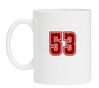 Koffiemok met cijfer 53 opdruk robijnrood