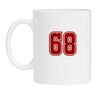 Mok met getal 68 erop gedrukt