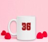 foto 4 Mok wit getal 36 opdruk robijnrood