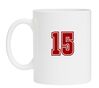 Mok wit met cijfer 15 als opdruk vijftien