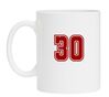 Mok wit met getal 30 erop gedrukt