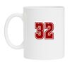 Mok wit met getal 32 als opdruk