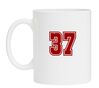 Mok wit met getal 37 erop als opdruk