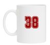 Mok wit met getal 38 als opdruk