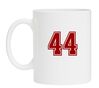 Mok wit met getal 44 als opdruk
