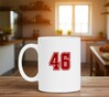 foto 2 Mok wit met getal 46 robijnrood