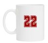 Mok wit met het getal 22 als opdruk
