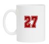 Mokje wit met het getal 27 als opdruk