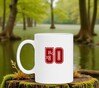 foto 4 Wiite koffiebeker met getal 50 erop gedrukt