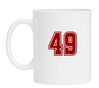 Witte koffiemok met het cijfer 49 als opdruk