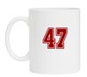Witte koffiemok met het getal 47 opdruk