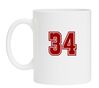 Witte mok met getal 34 als opdruk