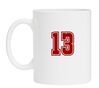 Witte mok met het cijfer 13