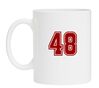 Witte mok met het getal 48 erop gedrukt